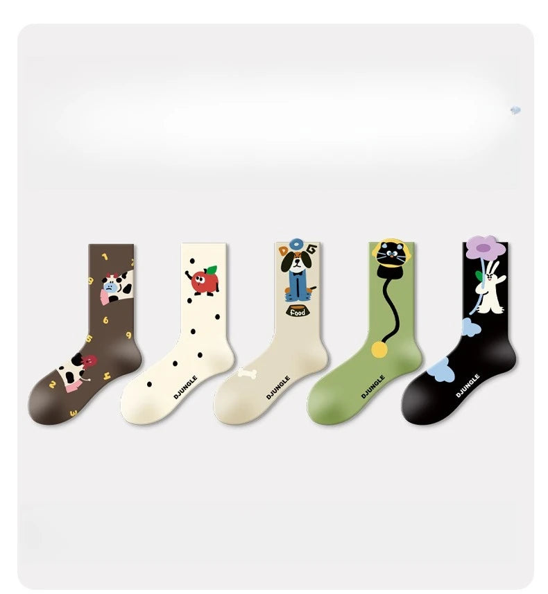 Women Cute Socks New Trends Breathable Casual Novelties Socks for Women Long Cartoon Teenagers Girls Crew Socks Breathable