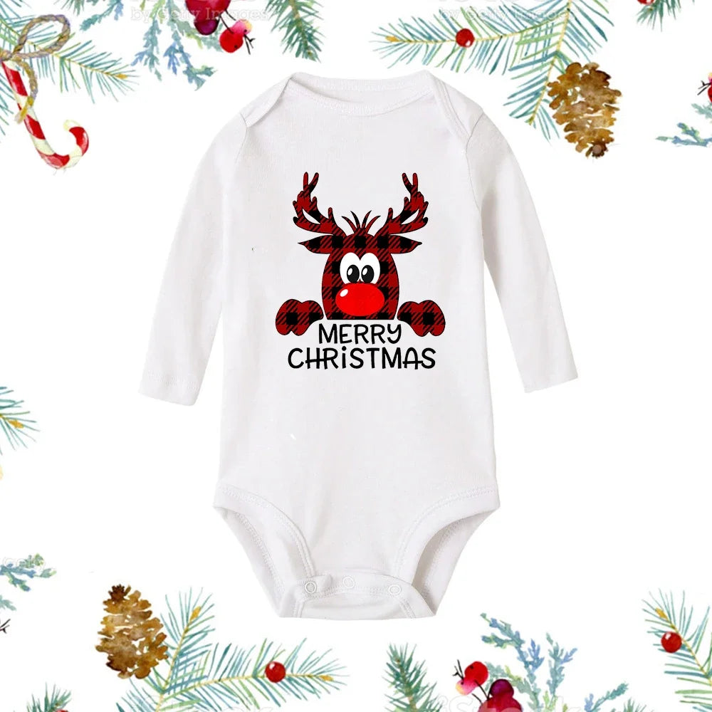 My First Christmas Newborn Baby White Long Sleeve Romper Cartoon Snowman Print Outfit Infant Baptism Bodysuit Clothes Xmas Gift