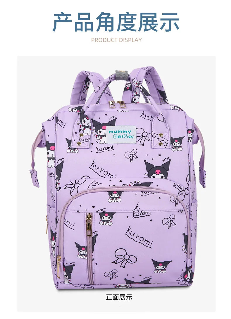 Kuromi New Diaper Bag Backpack Cartoon Cute Baby Diaper Bag Backpack Multifunctional Fashion Lightweight Baby Bag Large Capacity