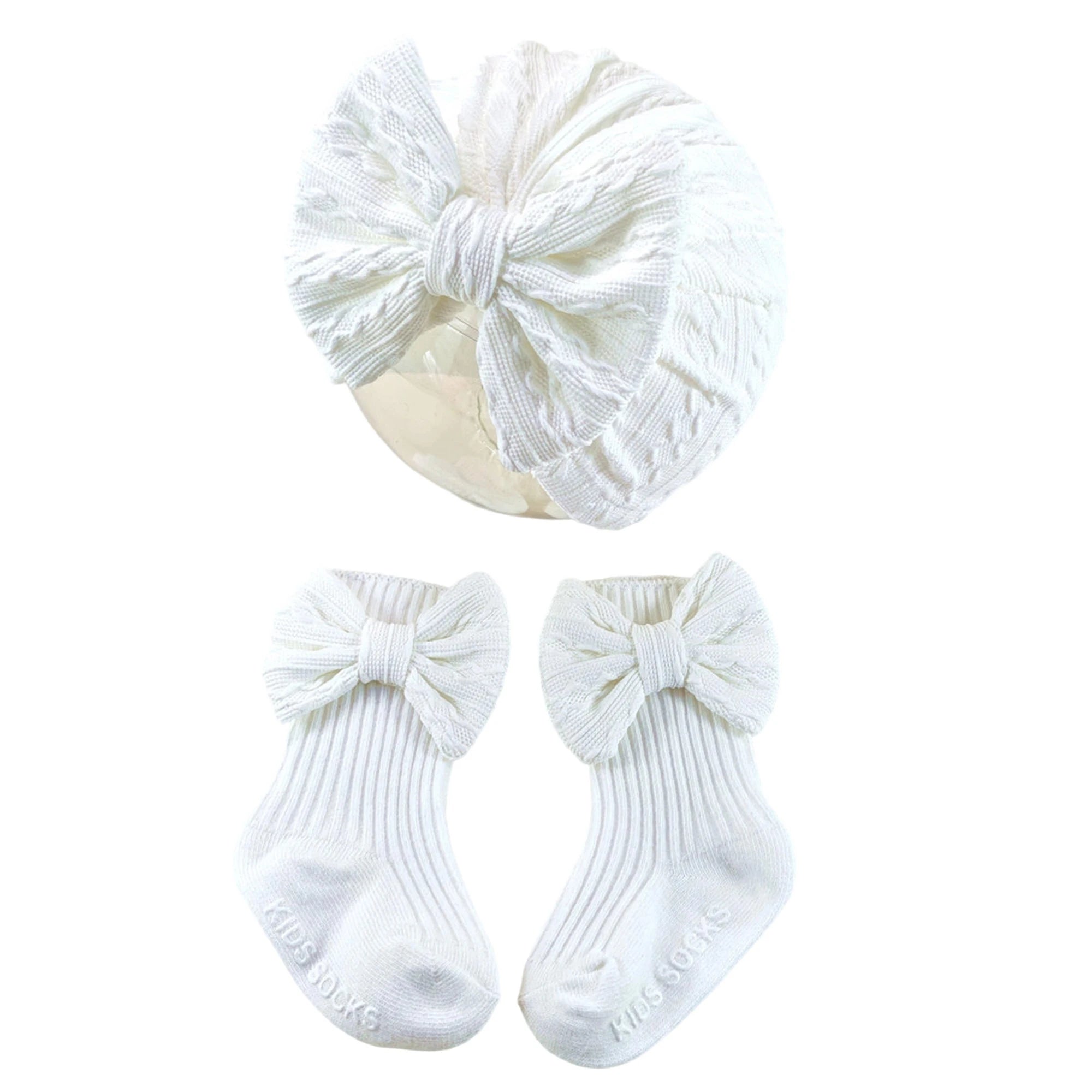 Adorable Baby Boy Knit Hat and Booties Set Newborn Soft Beanie Cap with Pom Pom and Matching Socks for Infants