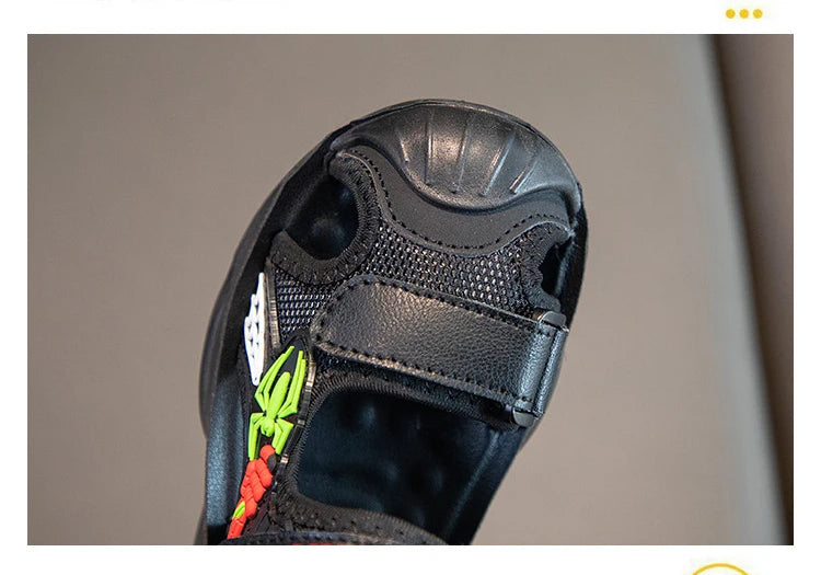 Disney Children's Cartoon Sandals Summer Boys' Beach Sandals Soft Soled Children's Sports Sandals Open Peep Toe Black Shoes