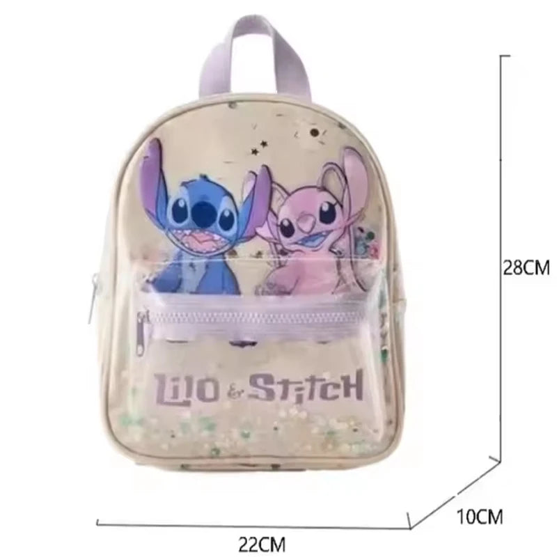 6 styles Kawaii Disney Lilo & Stitch Plush or Glossy Messenger Bag Cartoon Large-Capacity Student Backpack Kindergarten Bag Gift