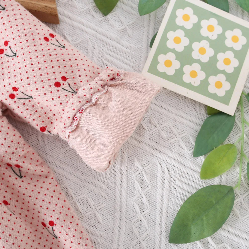 0-3 Year Old Baby Girl Dress, Spring And Autumn New Sweet Bow Cherry Long Sleeved Children'S Clothing