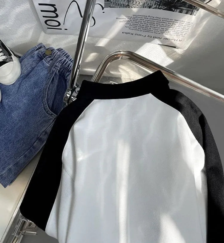 Boys' 2025 Spring/Autumn New Arrival Cotton Punk-Style Street-Savvy Trendy Polo Collar Sweatshirt - Stylish Baby Boys' Top