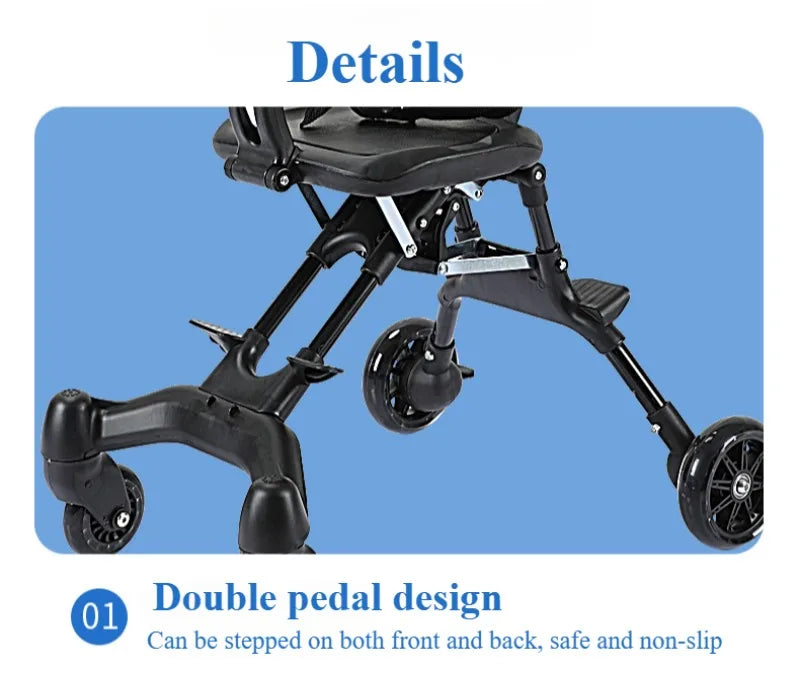 Foldable Baby Stroller Lightweight Infant Stroller with 360° Universal Wheel Soft Wide Seat Height Adjustable Halloween Gifts