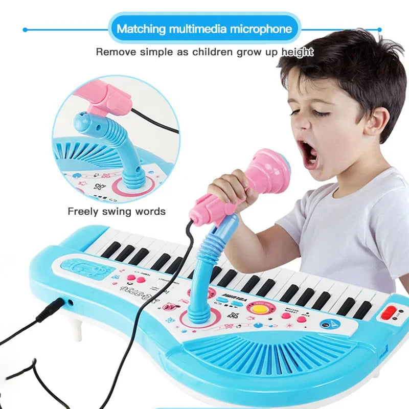 37 Keys Kids Electronic Piano with Microphone Educational Toys Musical Instrument for Kids Toddlers Boys Girls Birthday Gift