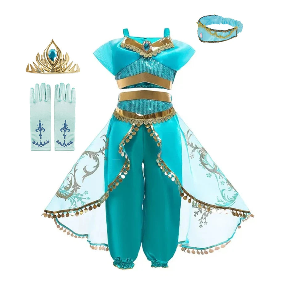 Girls Snow Queen Elsa Anna Kids Costumes For Girls 2024 Carnival Party Prom Gown Children Clothing Frozen Jasmine Princess Dress