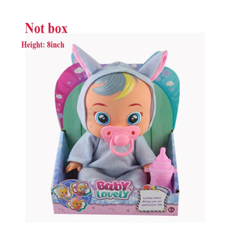 8inch 3D Weeping Babies Unicorn Baby Simulation Baby Crying Doll Creative Cute Doll For Girl Reborn Baby Vinyl Christmas Gift