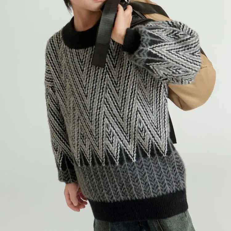 Heavyweight Winter Boys' Sweater Thickened Knit Mink Fur Warm Stylish Tween Oversized Teenager Autumn Winter Coat