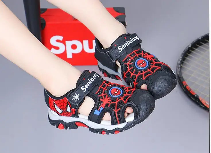 Disney Summer Cartoon Kids Sandal Toddler Boys Spiderman Sandals Orthopedic Sport Pu Leather Baby Boys Blue Red Beach Sandals