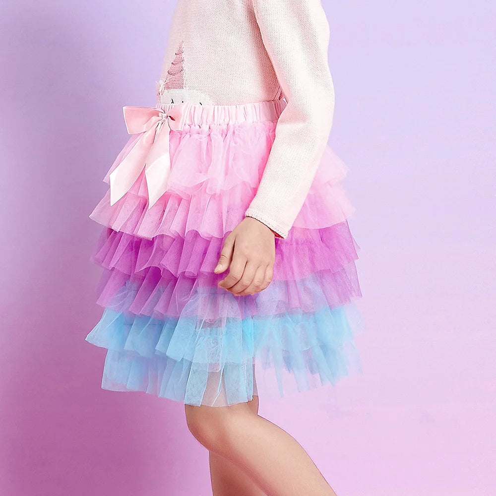 VIKITA Girls Tulle Tutu Skirts Kids Princess Layered Ball Gown Pettiskirt Ballet Dance Party Birthday Cake Sweet Mini Skirt