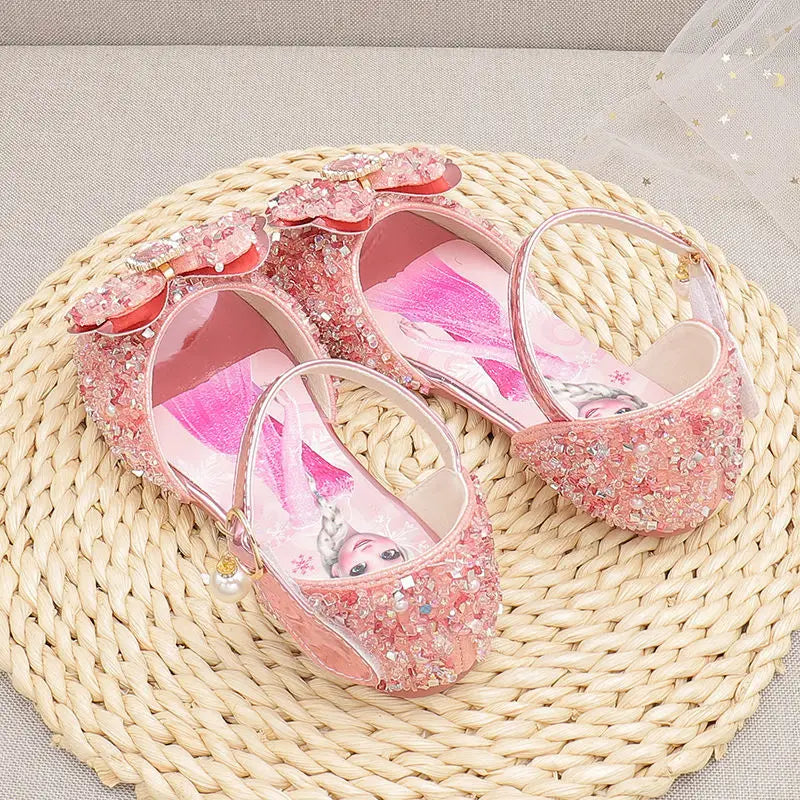 Disney Fairy Girl Butterfly Cinderella Princess Sandals Fashion Children Masquerade Role Play Elegant Party Crystal Shoes