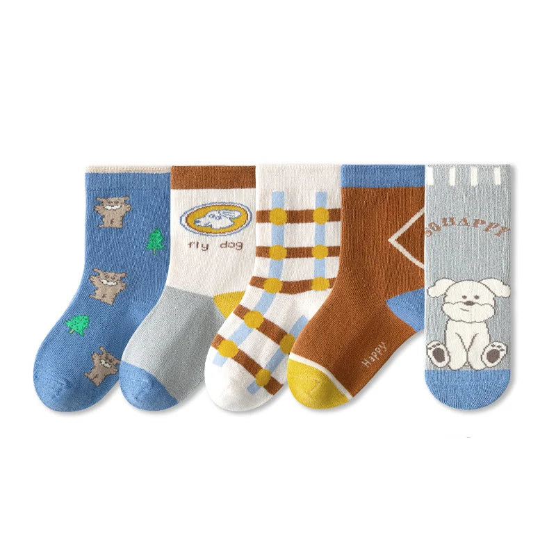 5/10 pairs Kids Casual Socks Sets for Boys 2025 New Cartoon Dinosaur Print Children Ankle Short Breathable Cotton Toddler Sock