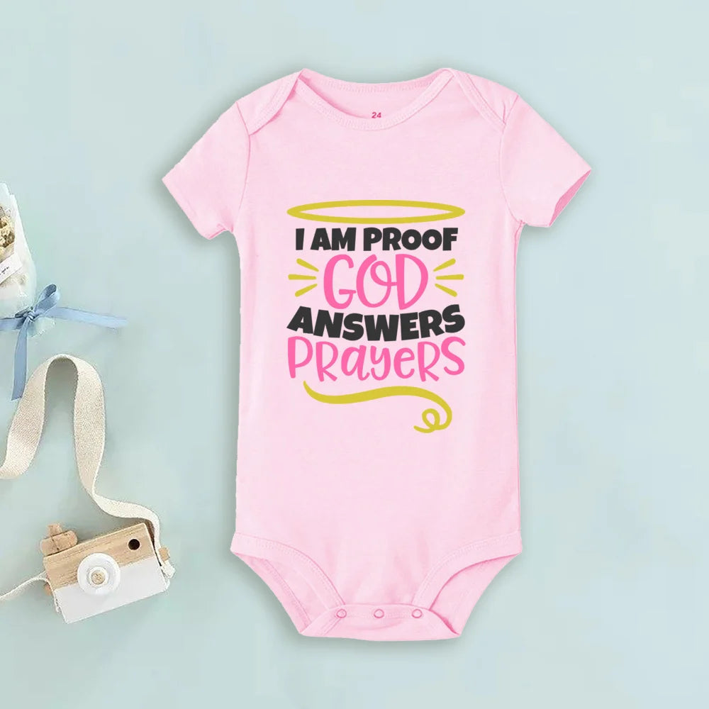 Proof That God Answers Prayers Baby Bodysuit Little Answered Prayer Romper Baby Announcement Bodysuits Newbron Shower Gift