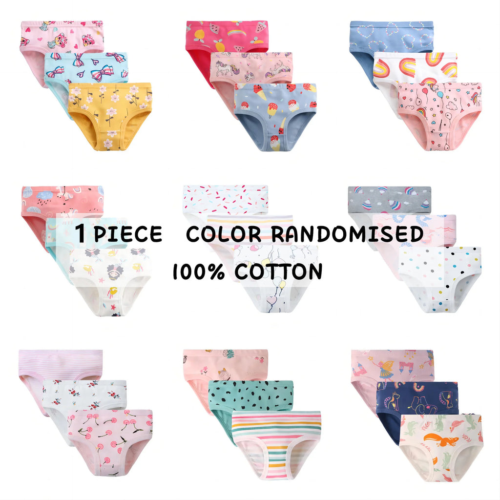 1/3/6/9 Pcs Children's Girls Panties 100% Cotton Soft Pretty Cartoon Unicorn Print Underwear For Girls Undies Boxer Breathable