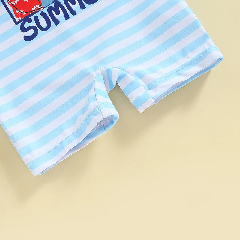 Children s Boys Summer Swimwear Cute Shark Print Short Sleeve Rash Guard Swimsuit Beachwear Bathing Suit for Kids