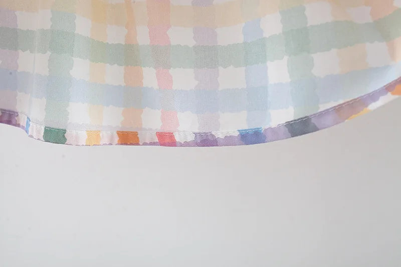 Summer New Cute Colorful Checkered Baby Girl Dress, White Collar Children'S Sleeveless Clothes (9 Months -3 Years Old)