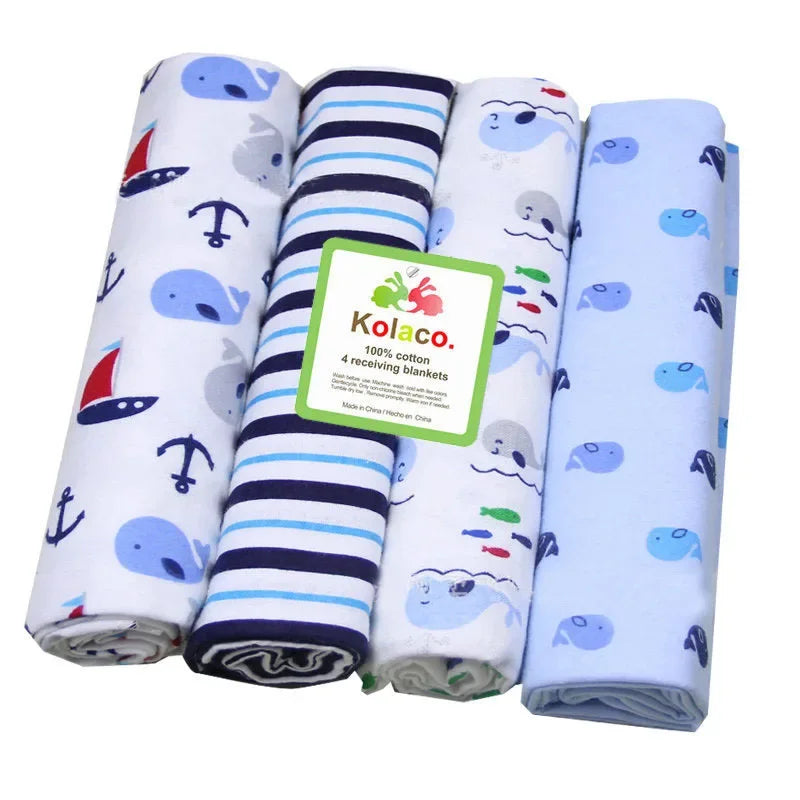 100% Cotton 4pcs/pack Receiving Baby Blanket Newborn 76x76cm Baby Bedsheet Supersoft Blanket Swaddle