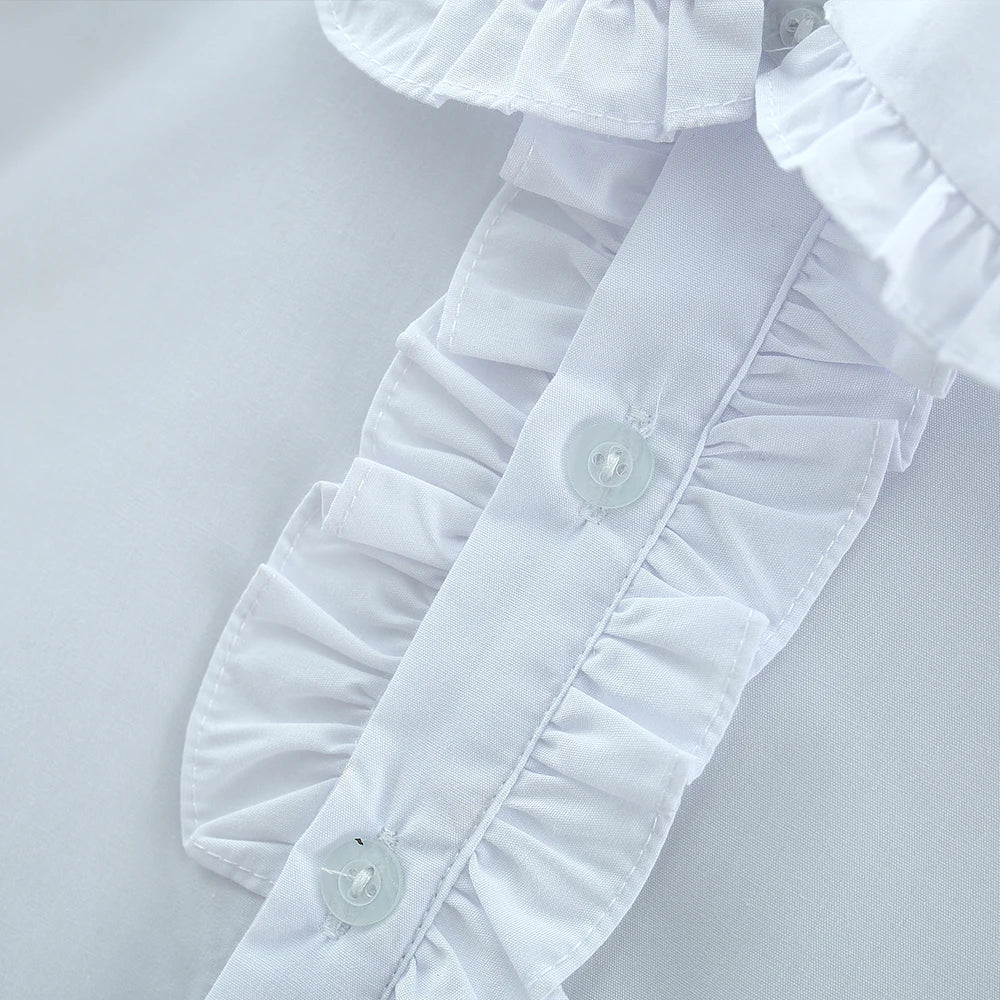 Baby Girl Short Sleeved Shirt, Summer New White Baby Collar Children'S Clothing (Suitable For Heights 120-170cm)