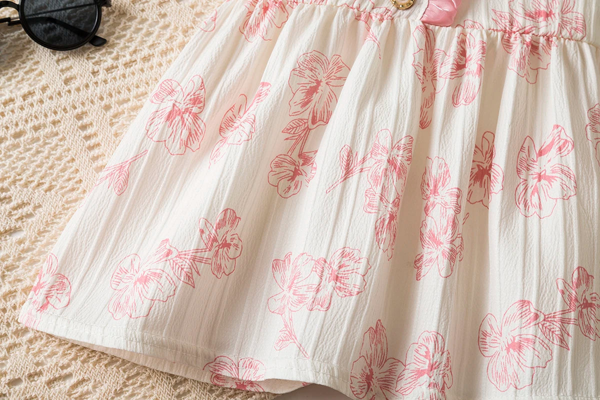 6-24 Months Summer New Soft And Comfortable Baby Girl Dress, Sweet Flower Children'S Short Sleeved Clothes