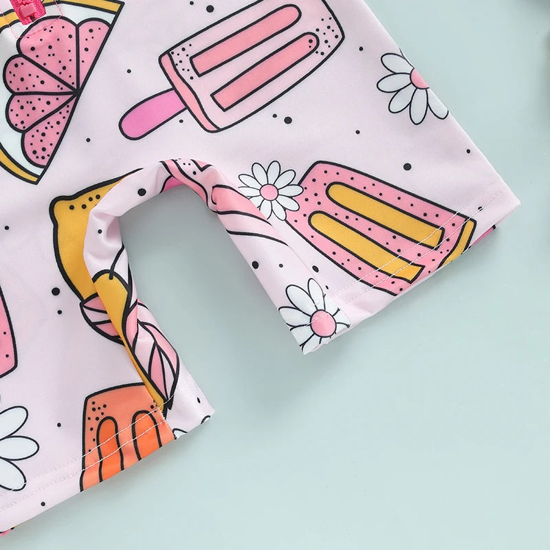 Baby Boys Rash Guard Swimsuit with Hat 2 Pcs Set Zip Up Long Sleeve Crew Neck Toddler Boys Swimwears and Sun Protection