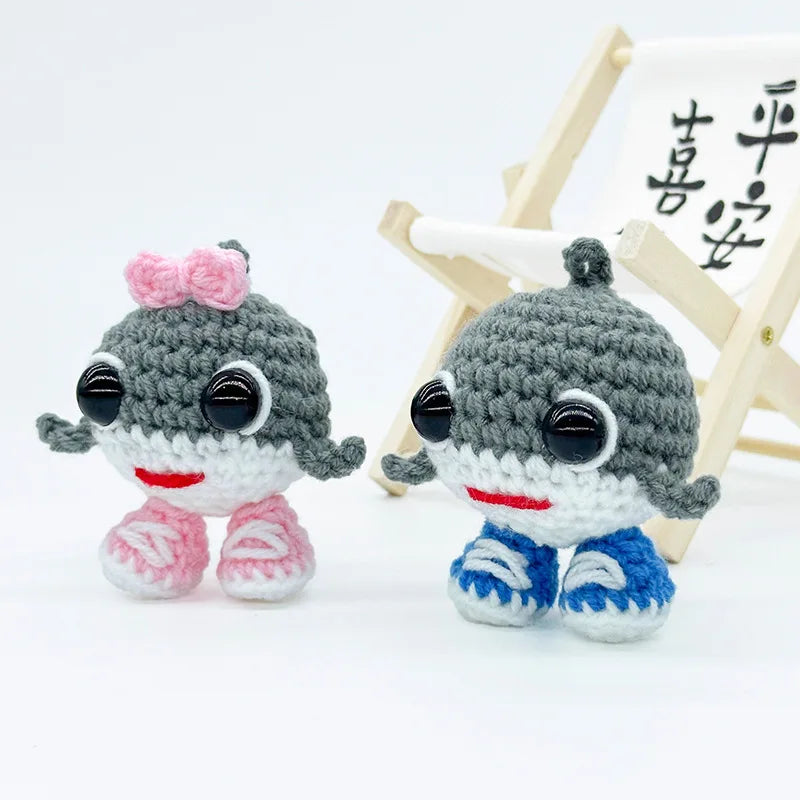 Funny Positive Crochet Shark Handicrafts Tungtungsahur Figure Desktop Decoration Articulated Tralalero Tralala Figure Ornament
