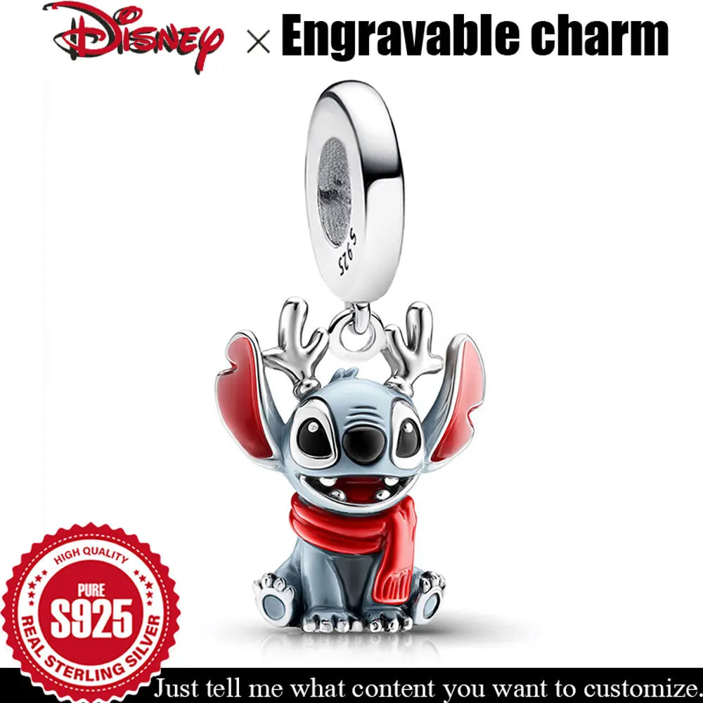 925 Sterling Silver Charm Stitch de Disney Customizable pendant Original DIY Beads Jewelry accessories Christmas dangle charm