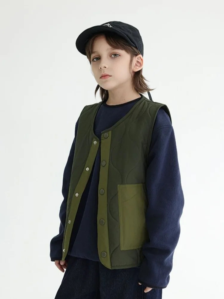 2025 New Winter Boys' Vest Stylish Children's Winter Jacket Baby Boy Sleeveless Waistcoat Outerwear for Toddler Boys