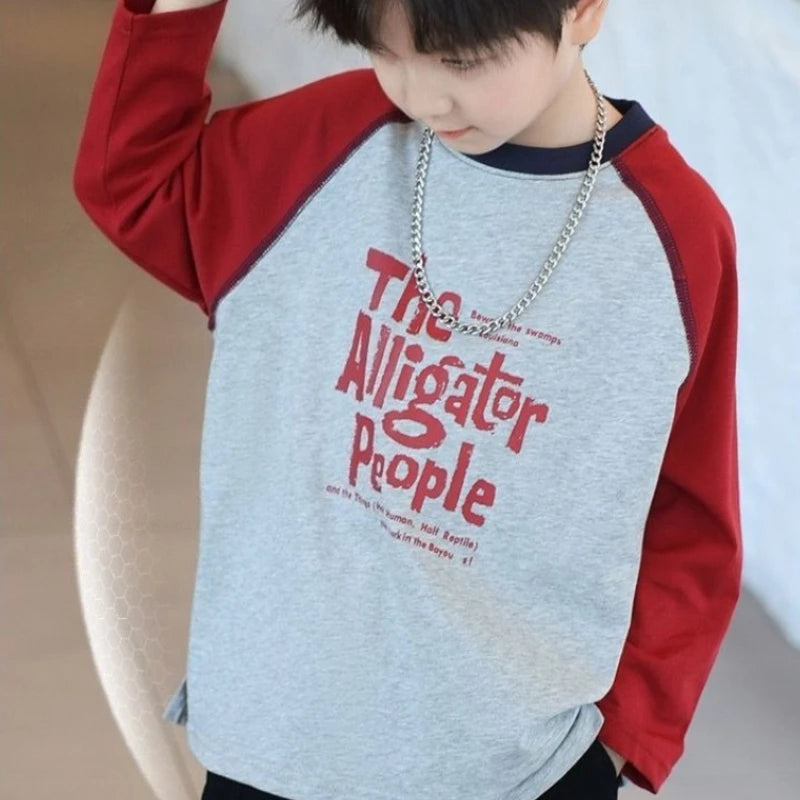 Long Sleeve T Shirt for Kids Graphic Shirts Korean Children's Clothing 2025 8 To 10 Year Old Boy Clothes Boys Cartoon Fashion