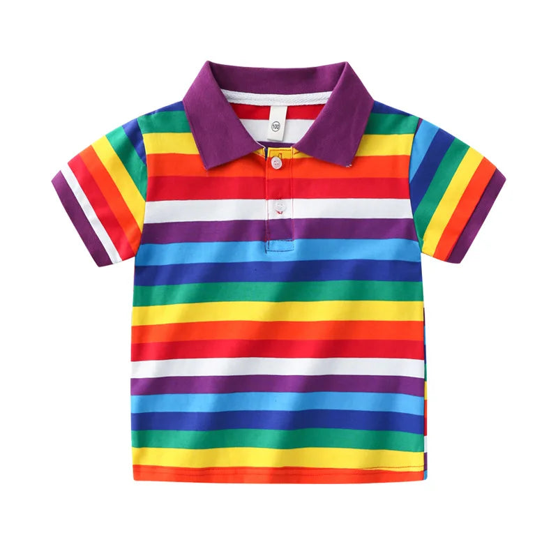 Summer Kids Polo Shirt Boys Short Sleeve Lapel Polos Clothes for Girls Cotton Print Breathable Kids Polo Shirt Children Tops