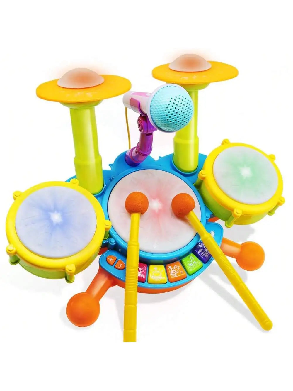 Kids Boy Girl Electric Drum Kit,Musical Instruments Learning Toys with 2 Drum Sticks Adjustable Microphone Birthday for Boys&Gir