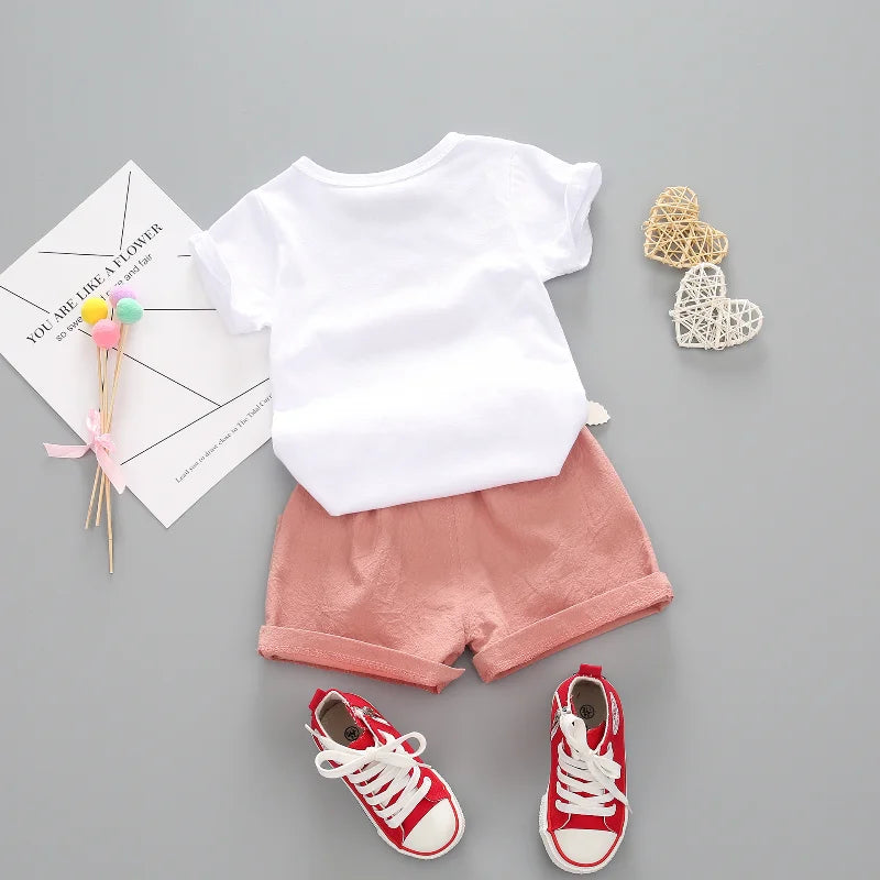 New Summer Baby Clothes Set Children Girls Cute T-Shirt Shorts 2Pcs/Sets Infant Casual Outfits Toddler Clothing Kids Tracksuits