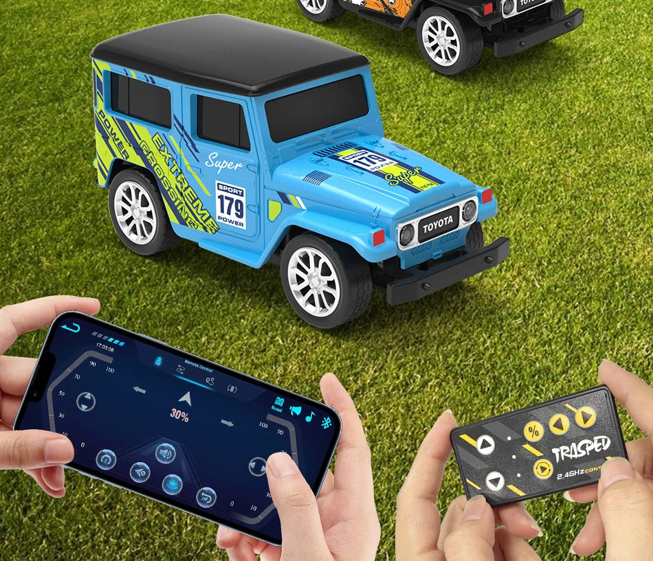 JCMO Mini RC Car 1:64 App/2.4Ghz Remote Control Desktop Small Portable Toy Off Road Vehicle Alloy Carshell For Children Gift New