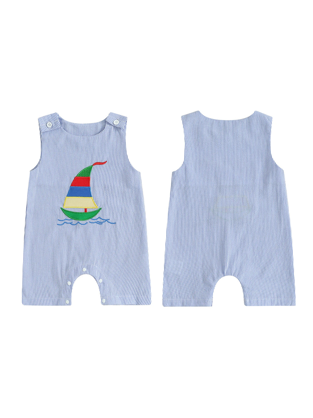 Toddler Boy Nautical Striped Romper with Anchor Embroidery Adorable Sleeveless Jumpsuit Beachwear for Summer Fun