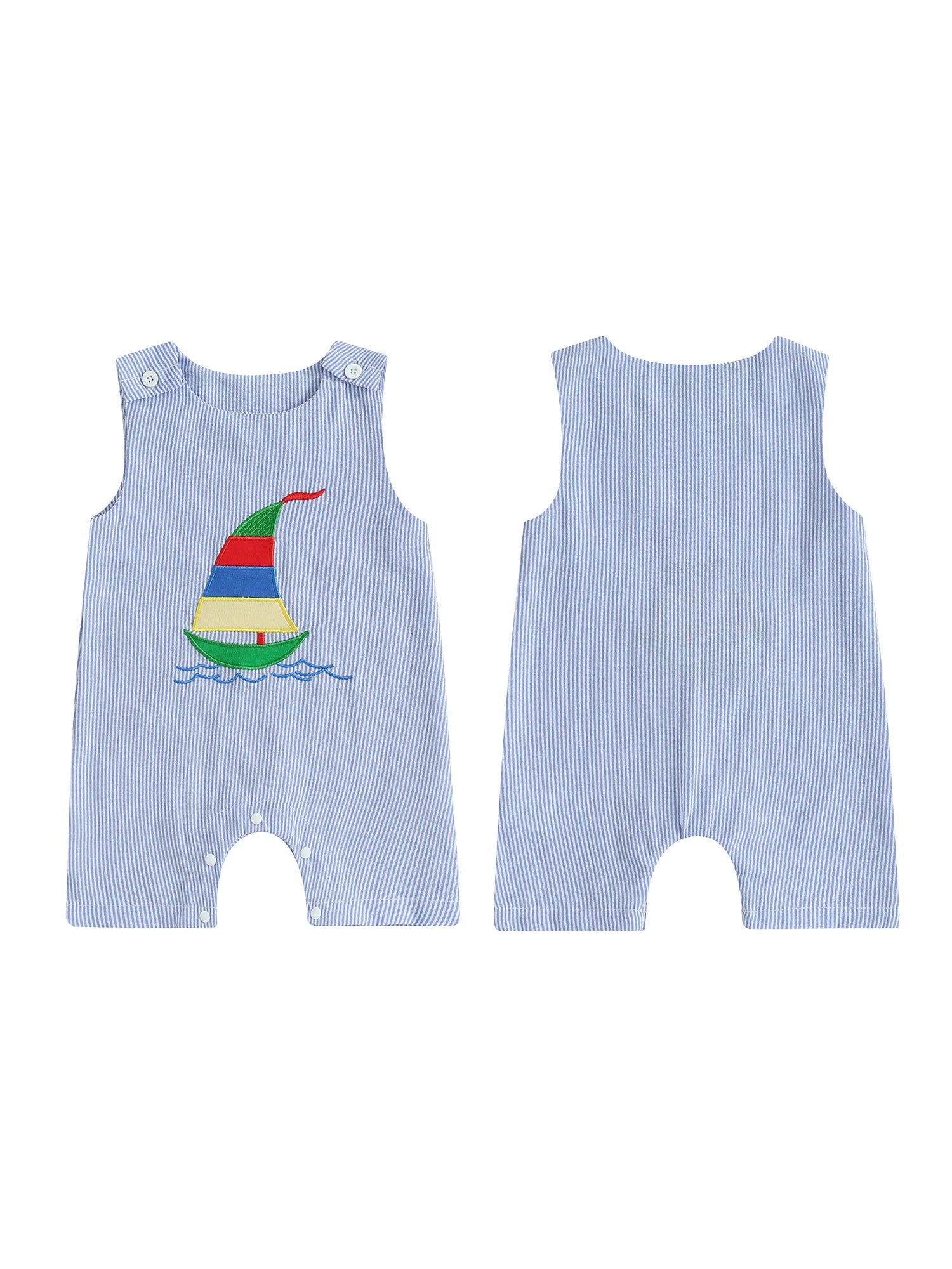 Toddler Boy Nautical Striped Romper with Anchor Embroidery Adorable Sleeveless Jumpsuit Beachwear for Summer Fun