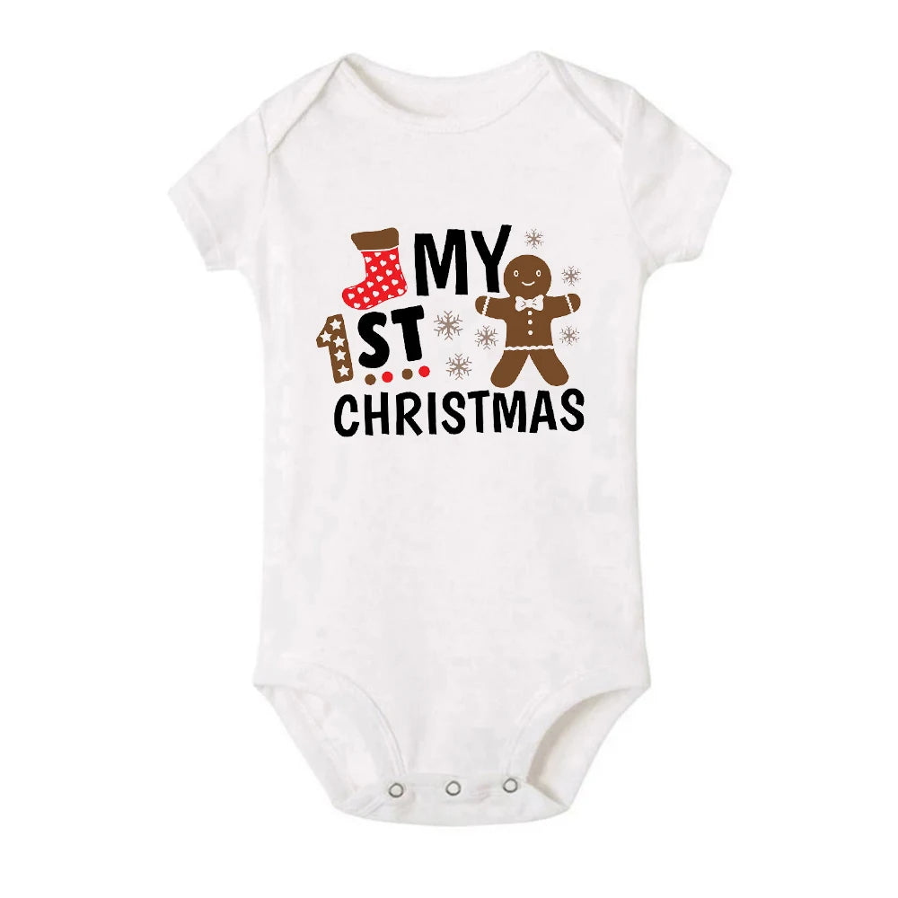 It Is My First Christmas Baby Short Sleeve Romper Toddler Baby Boy Girl Clothes Outfit Bodysuit Newborn Ropa Xmas Best Gifts