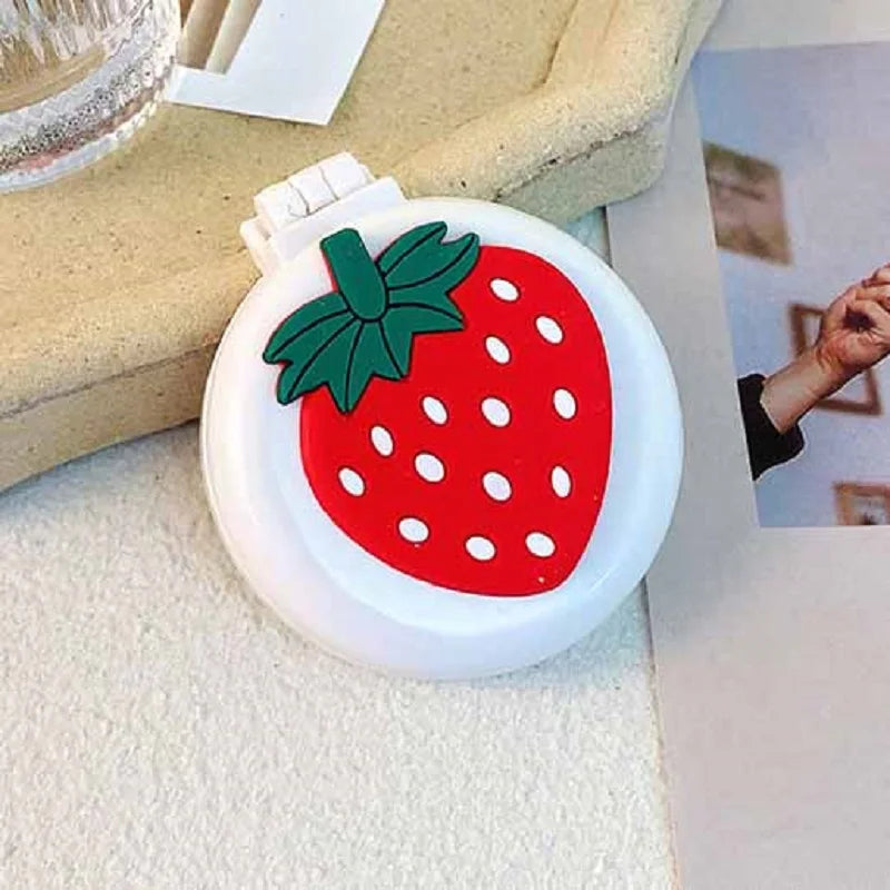 Cute Folding Mini Pocket Hair Comb with Mirror for Women and Girls Round Hair Brush Compact Travel Size Hair Massage Comb