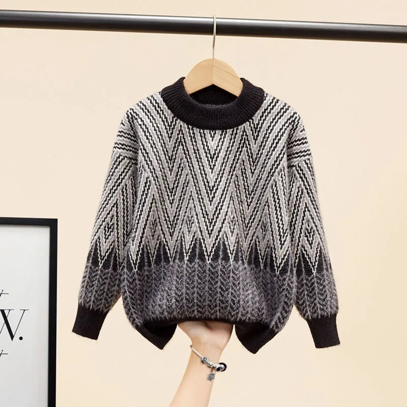 Heavyweight Winter Boys' Sweater Thickened Knit Mink Fur Warm Stylish Tween Oversized Teenager Autumn Winter Coat