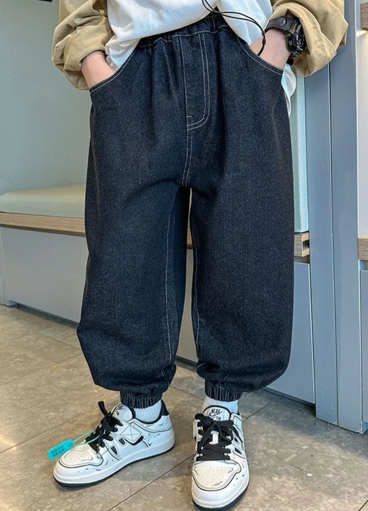 2025 New Boys' Denim Jeans 2025 Trendy Tween Boys Casual Long Pants Boys' Relaxed Fit Jeans Hot Sale