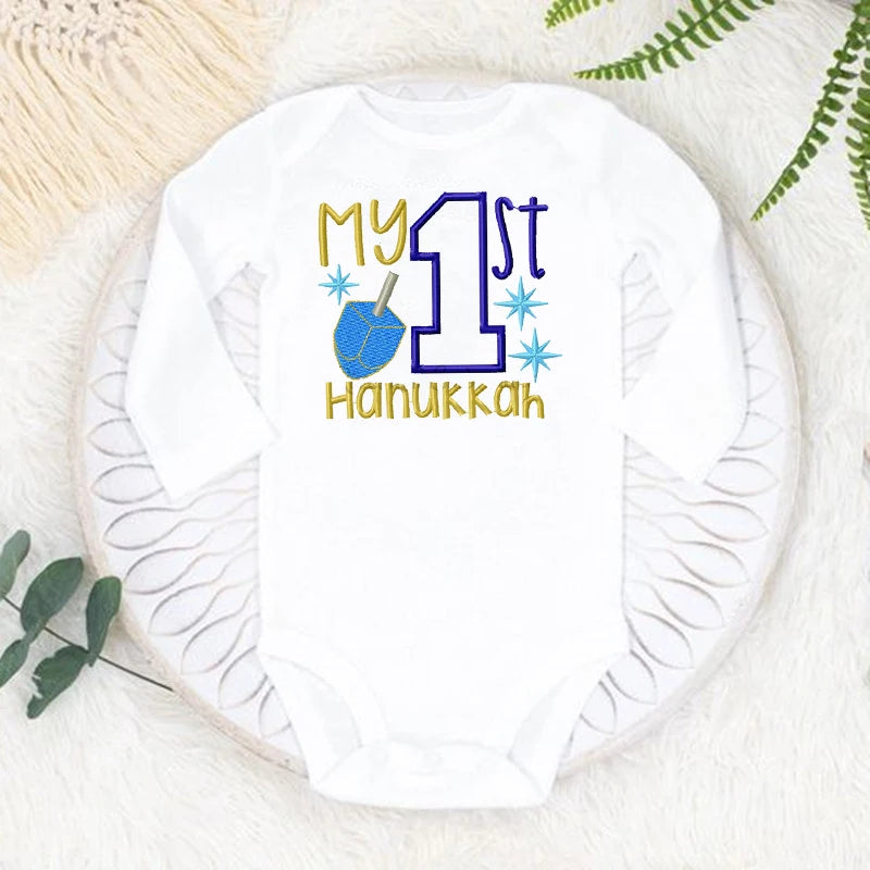 My 1st Hanukkah Chanukah Newborn Bodysuits Happy Hanukkah Baby Rompers Infant Body Long Sleeve Jumpsuit Clothes