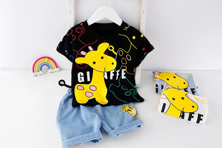 New Summer Baby Girls Clothes Suit Children Boys Fashion Cartoon T-Shirt Shorts 2Pcs/Sets Toddler Casual Costume Kids Tracksuits