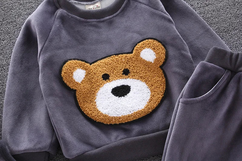 New Winter Baby Girls Clothes Suit Children Boys Thicken Warm Hooded Vest T-Shirt Pants 3Pcs/Set Toddler Costume Kids Tracksuits