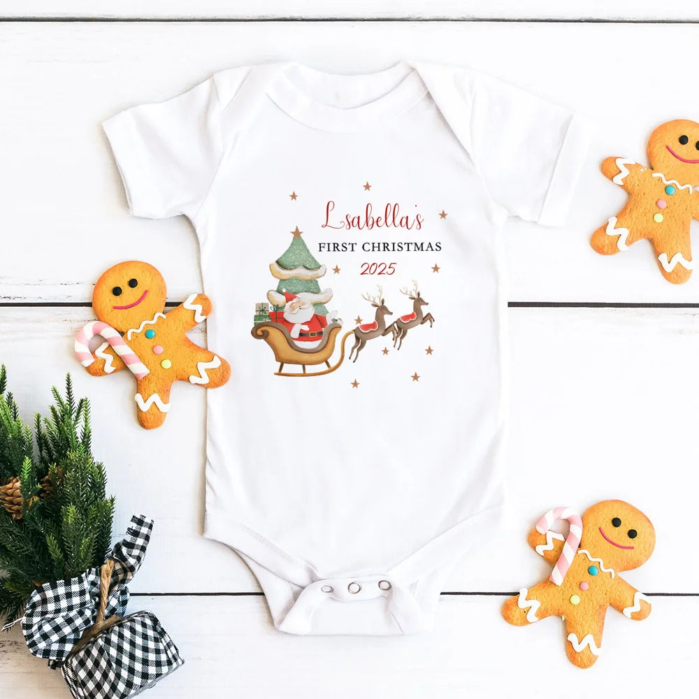 Personalised Baby First Christmas Rompers Newborn First Christmas Outfit Babies 1st Xmas Gift Idea Little Reindeer Xmas Cloth