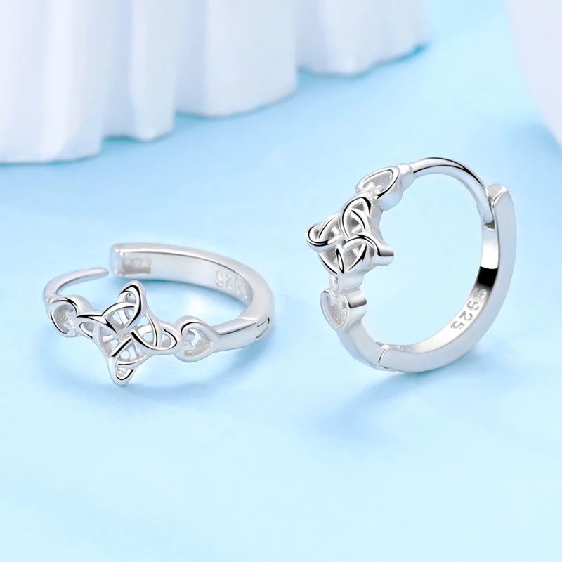 925 Sterling Silver Original Celtic Knots Charms Bead Earrings Ring Bracelet Necklace Series Jewelry Set For Women Men DIY Gift