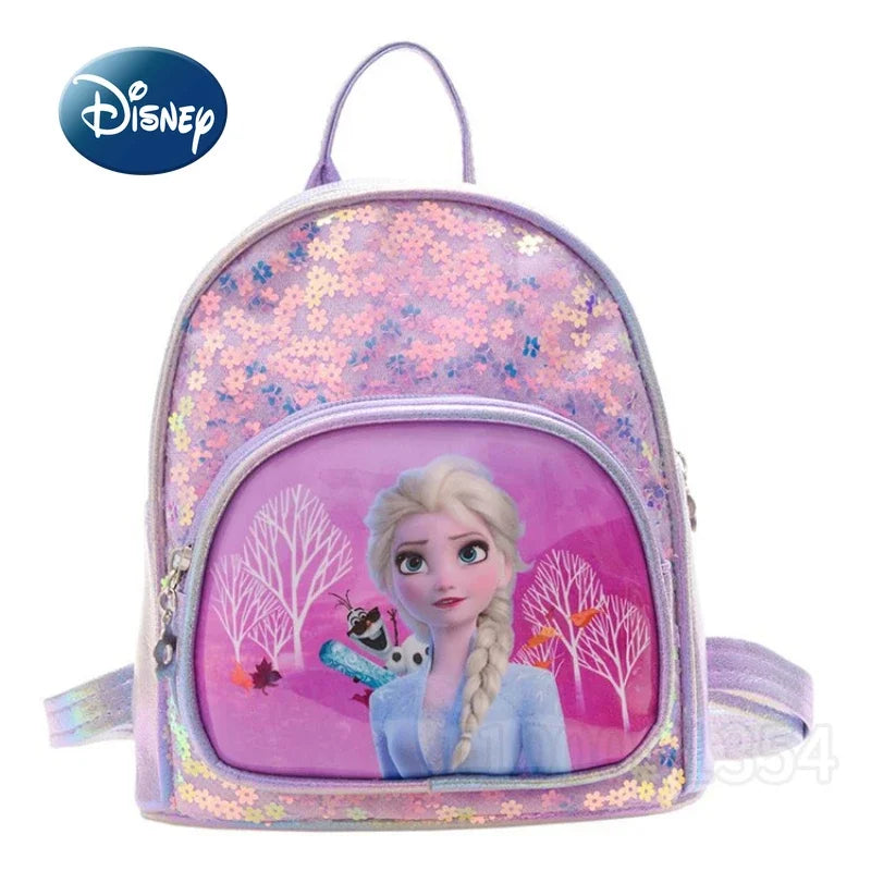 Disney Frozen Girls Backpack Elsa Princess New Girls Backpack Cartoon Cute Sequins Fashion Trend Kindergarten School Bag