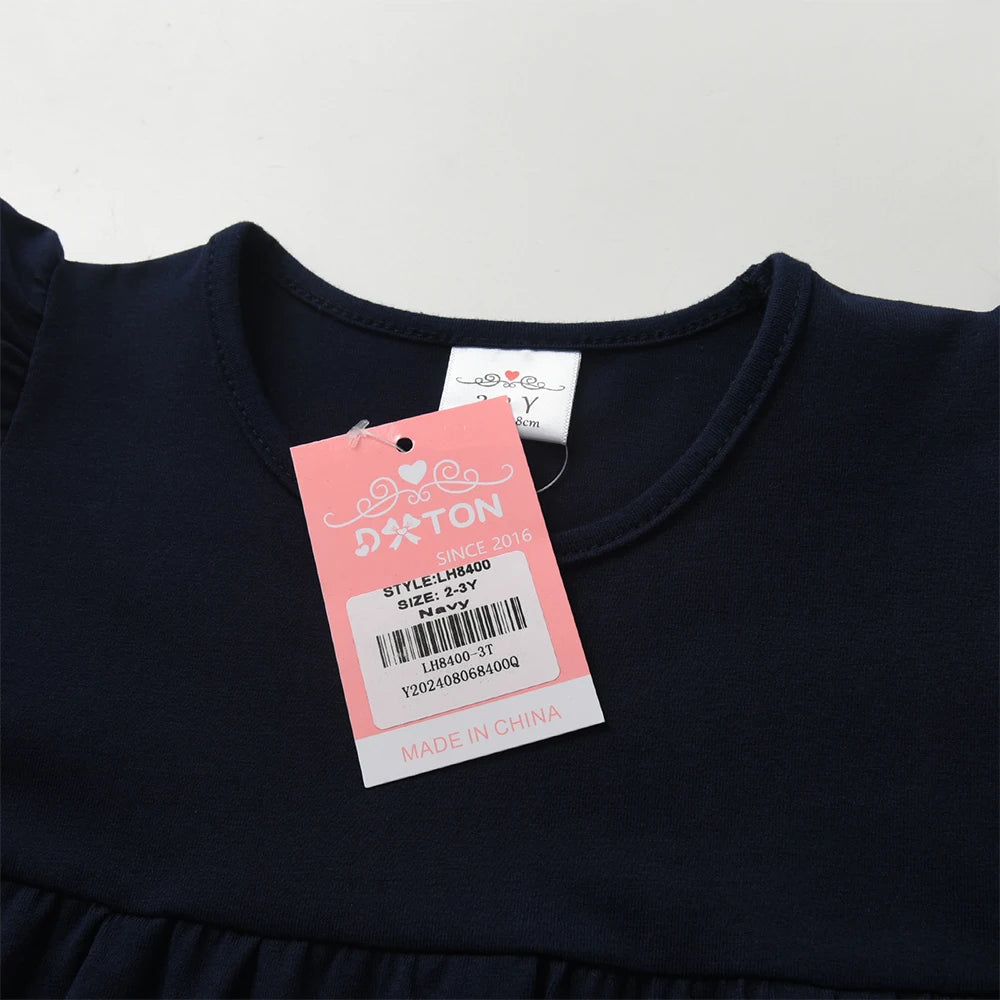 DXTON Children's Daily Dresses Cotton Toddler Casual Clothing Rainbow Long Sleeve Kids Dress Butterfly Vacation Girls Dress Wear