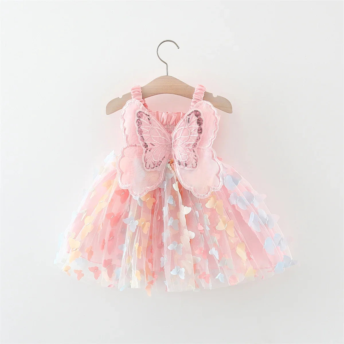 Summer New Colorful Chiffon Baby Girl Princess Dress, Cute Butterfly Children'S Sling Clothes For Babies Aged 9 Months-3 Years
