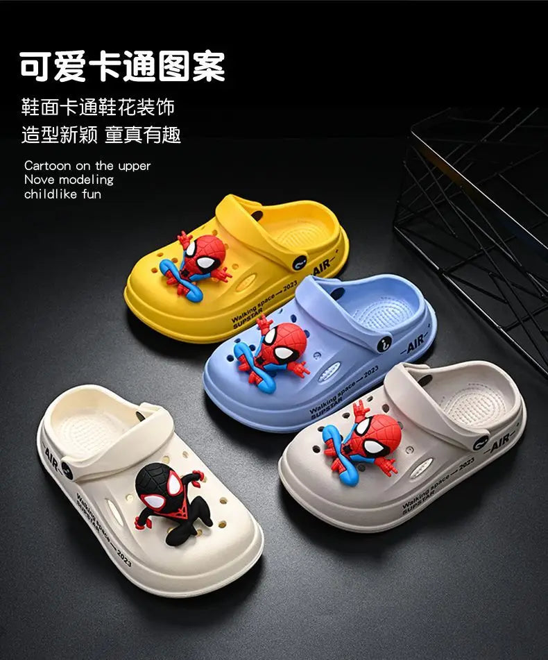 Disney Spider Man Children's Cave Shoes Boys' Anti Slip Soft Sole Kid's Beach Sandals For Home And Outdoor Shoes Size 24-45