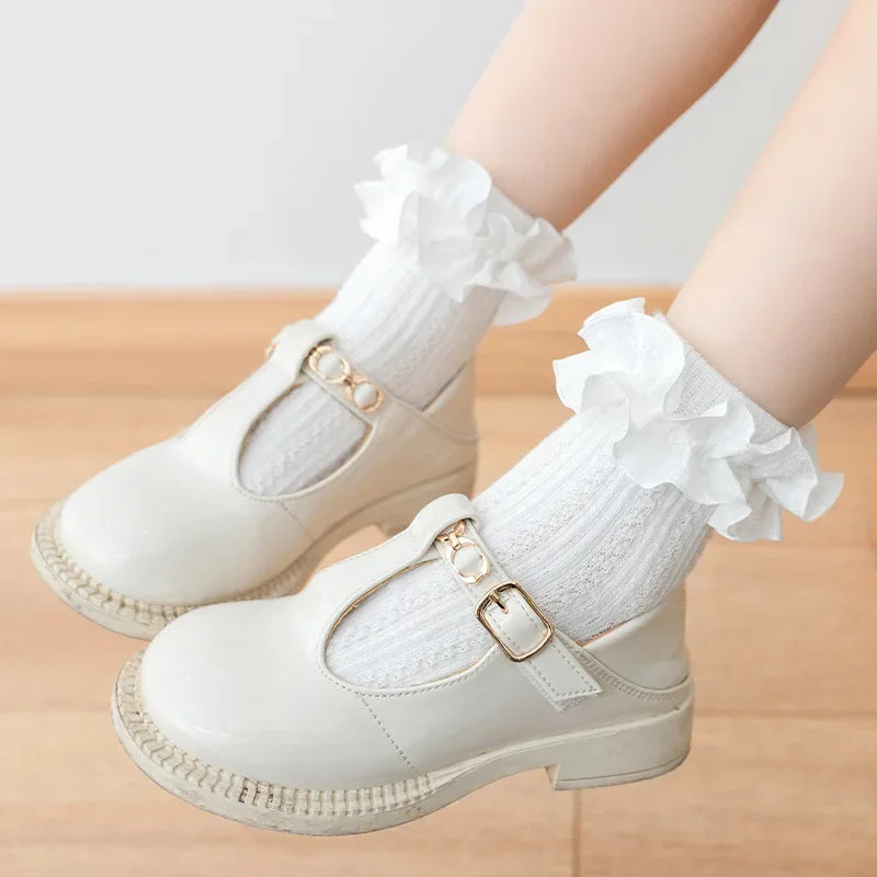 1/3/5/7Pairs/lot Cotton Lace Ruffle Princess Breathable Socks Children Ankle Short Sock White Pink Purple Baby Girl Kids Toddler