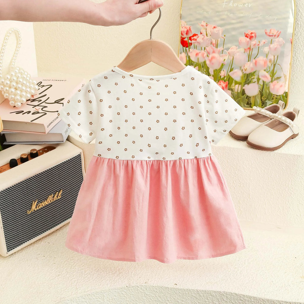 Happy New Year! Summer New Sweet Bow Baby Girl Dress, Small Floral Short Sleeved Children'S Clothing For 6-24 Months